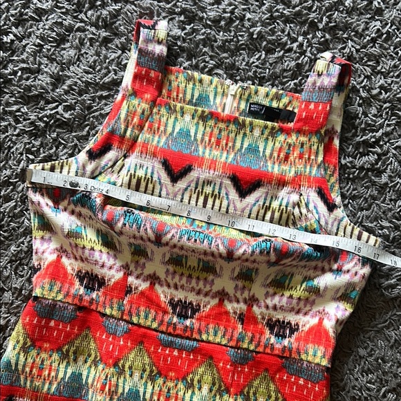 Maggy London Ikat Stipe Woven Boho Sheath Dress Square Neck Size 6P - Picture 4 of 13